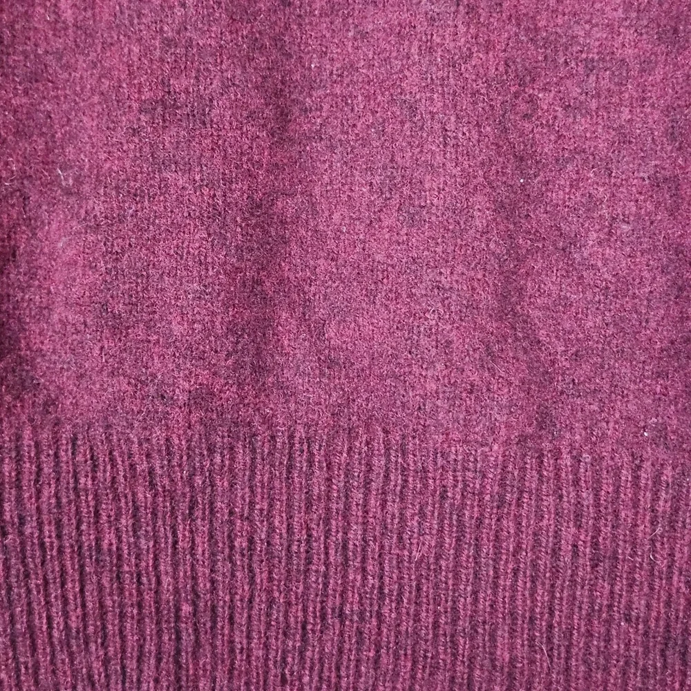 Polo Ralph Lauren 100% Lambswool Sweater Burgundy V Neck Green Pony Knit XL